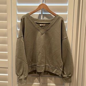 Madewell Cotton V-Neck Sweatshirt